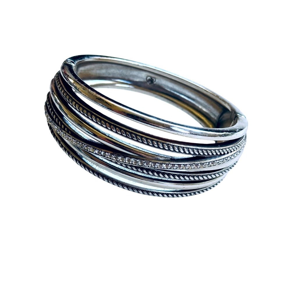 Brighton Neptunes Rings Bangle Bracelet Swarovski Crystal Silver Plated Wide - Picture 2 of 7